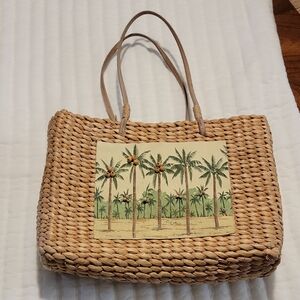 Palm Tree Woven Tote Bag